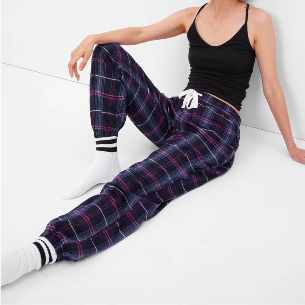 GAP Body Plaid Pajama Pants Navy Pink Size Small Great Condition